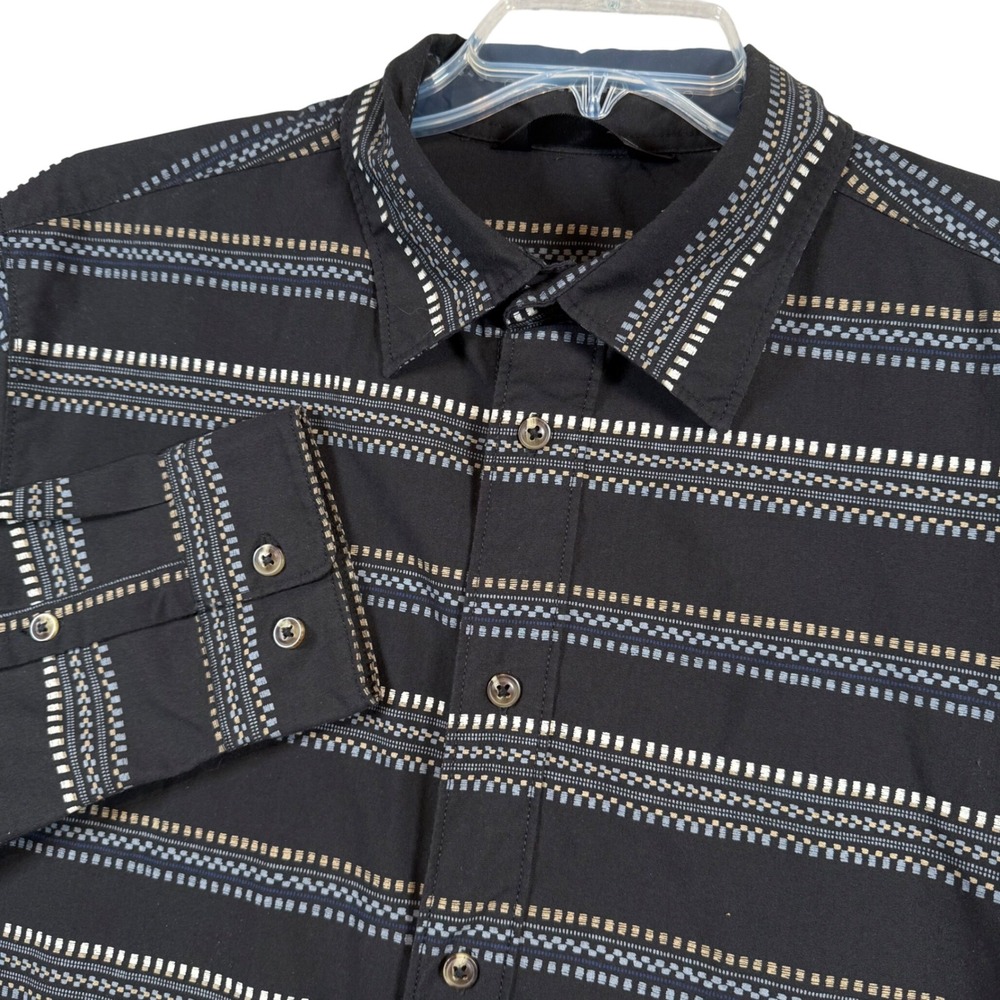 The North‎ Face Mens Large Black Aztec Stripe Long Sleeve Button Up Shirt
